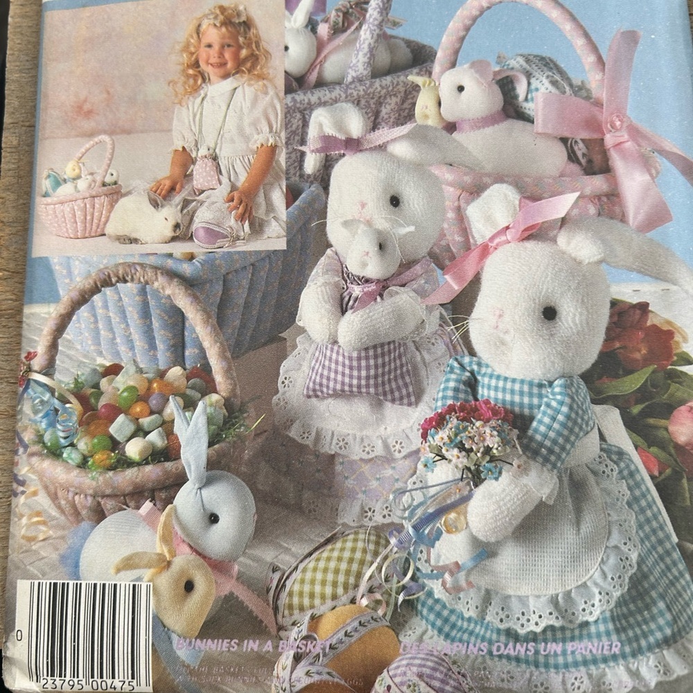 5/$25 McCall 2395 Plush Bunny Set with Baskets - White and Pink